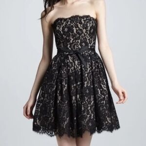 Robert Rodriguez Black Strapless Lace Dress